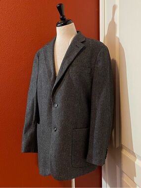 Tommy Hilfiger Men’s Gray Herringbone Unconstructed Academic Blazer Sport Coal